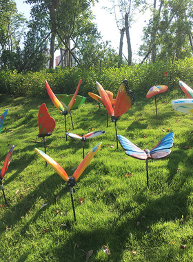 仿真蝴蝶雕塑户外园林草坪装饰玻璃钢动物花园插地摆件景观小品