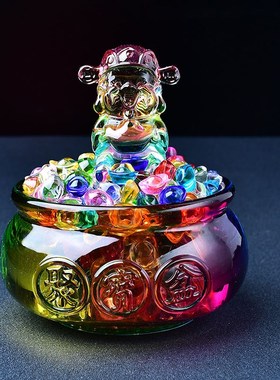 琉璃聚宝盆摆财摆件招财家居客厅玄关装饰品 开业乔迁新居小礼品