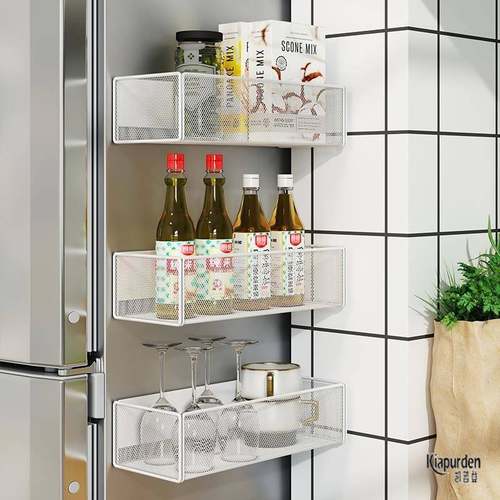 【官方旗舰】磁吸冰箱置物架侧收纳厨房柜门侧壁磁铁挂篮神器免打 - 图1