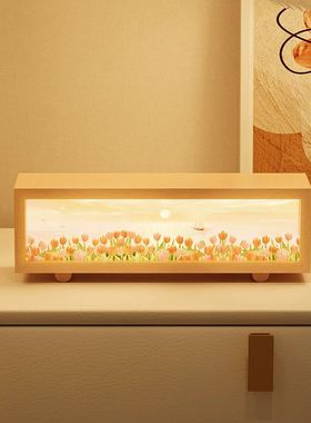 花卉氛围感拍拍灯桌搭桌面摆件节日装饰礼品生日礼物创意小夜灯画