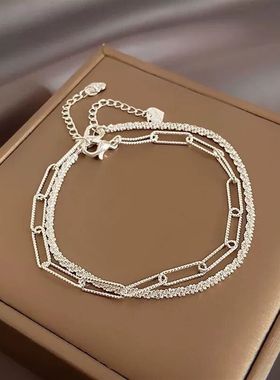 银色素圈手链女夏ins小众设计时尚简约手绳ins冷淡风波光粼粼手饰