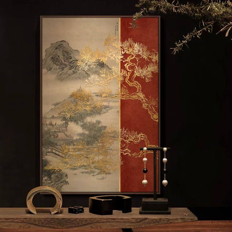 新中式酒店餐厅背景墙装饰画玄关客厅山水风景浮雕立体国风挂画,淘宝优惠券,粉丝福利购,淘宝优惠卷