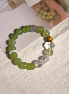 《青提》天然白水晶岫玉手链女生轻奢2025新款精致手串闺蜜礼物