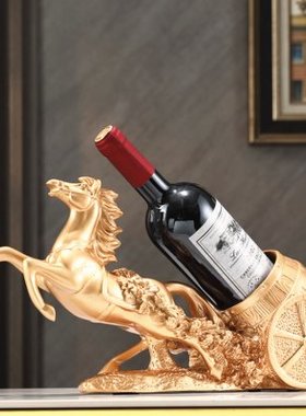 轻奢高档创意客厅玄关家用斜放葡萄酒架子酒柜装饰品马红酒架摆件