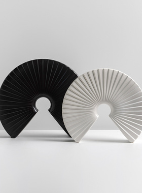 简约现代新中式扇形摆件创意家居客厅样板间酒柜陶瓷软装饰品摆设