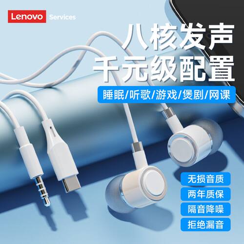 联想Y105入耳式有线耳机Type-C高音质线控游戏K歌电竞小耳塞圆孔 - 图2