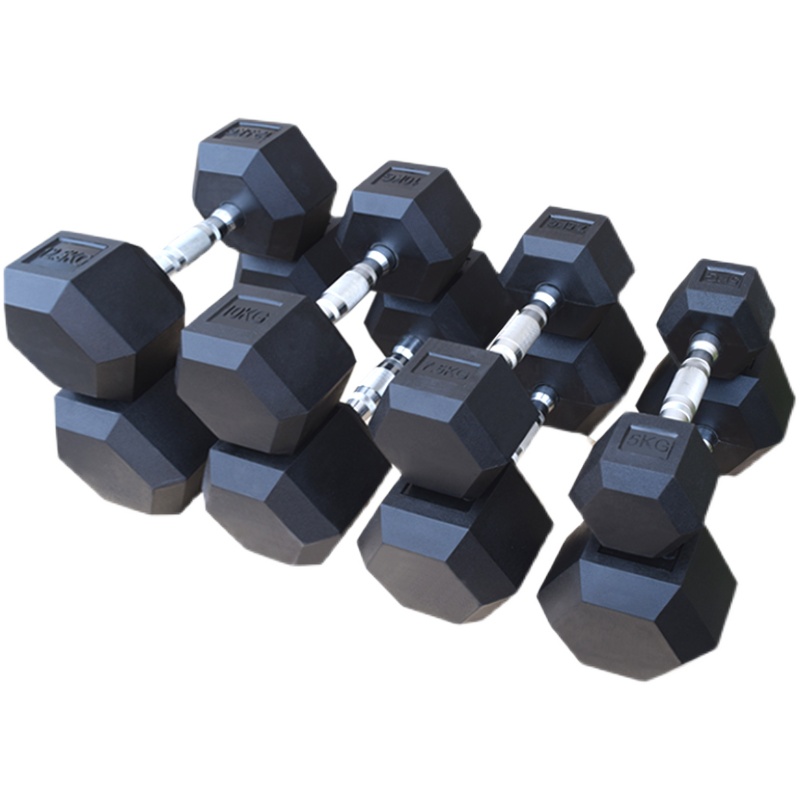 六角哑铃 男士健身家用 包胶哑铃实心铸铁女士练臂肌健身器材套装 - 图3