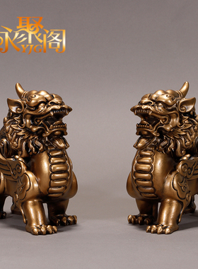 貔貅摆件一对玄关踩八卦招财装饰礼品仿铜公母办公室家居客厅摆件