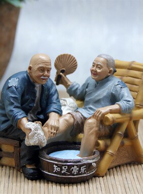 老人情侣创意摆件门牌摆设乡村装饰家居饰品树脂人物夫妻摆台客厅