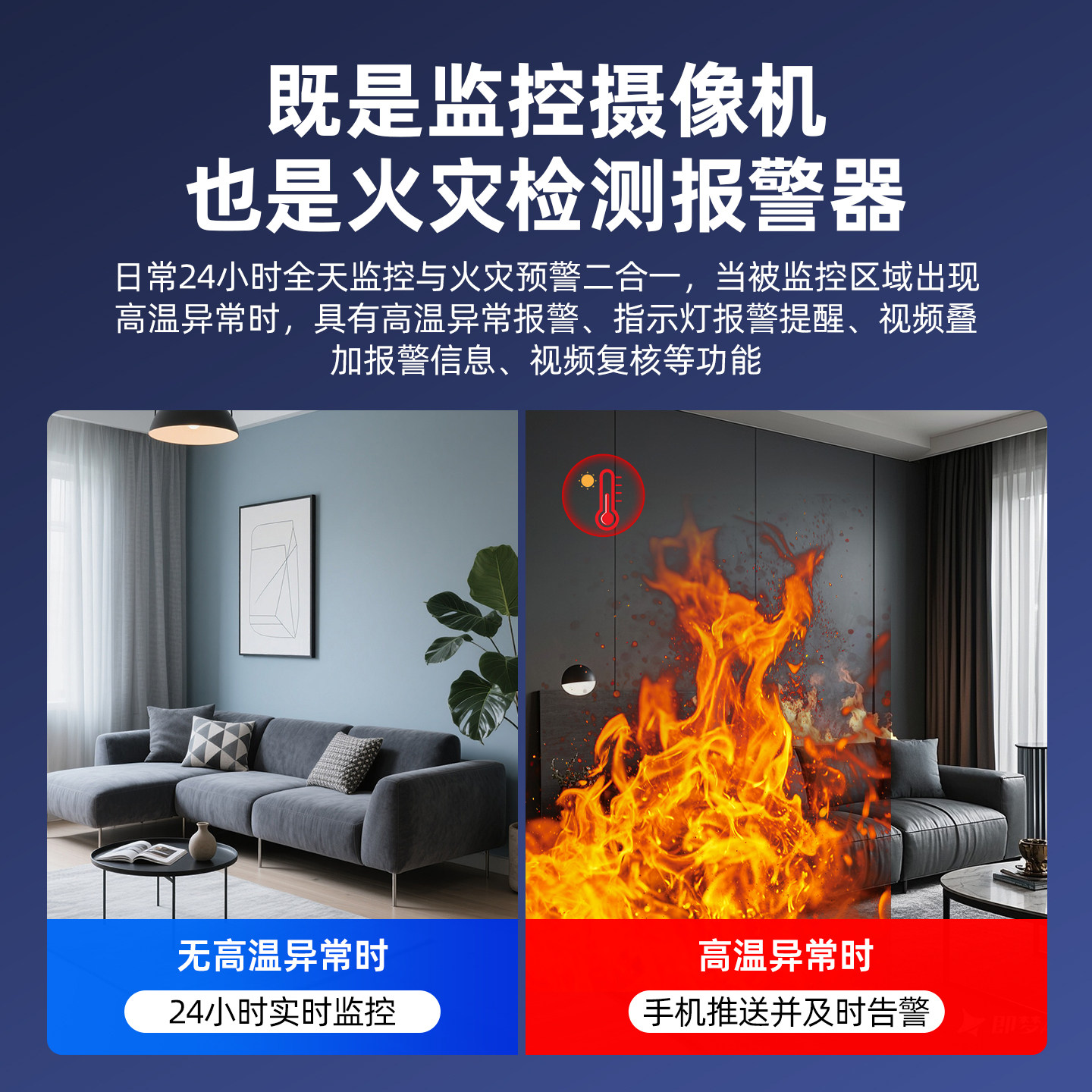 海康威视监控摄像头火焰识别报警商铺仓库工厂火灾感温消防摄影头,淘宝优惠券,粉丝福利购,淘宝优惠卷