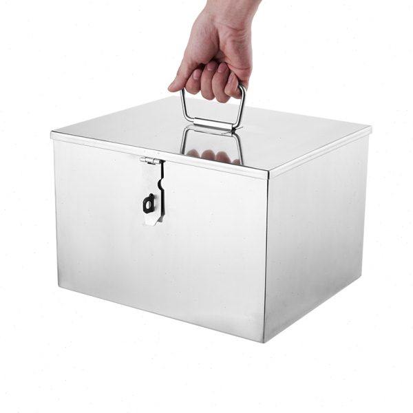 加厚不锈钢钱箱超市银行专用收银箱带锁扣家用珠首饰盒,淘宝优惠券,粉丝福利购,淘宝优惠卷