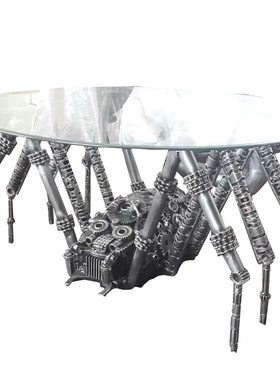 铁艺纯手工美式工业风蜘蛛桌子创意复古loft铁工艺品金属茶几茶台