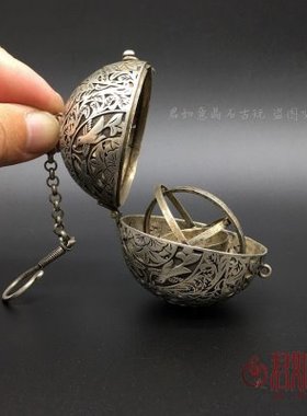 仿古铜香薰球镂空迷你家用熏香球倒流香炉香囊球挂件茶道禅意摆件