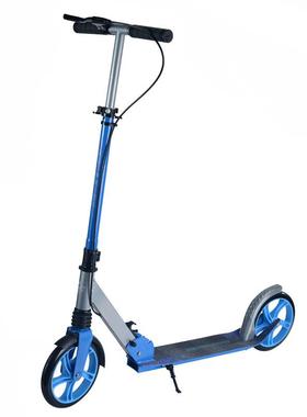 B-N12F耐磨8寸PU两轮滑板车蓝白色可折叠迷你助力脚踏代步车