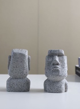 摩艾搞怪眼睛支架学生石像摆件办公室装饰展示架创意桌面收纳礼物