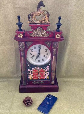 怀旧老物件老式挂钟老式机械钟表摆件上弦钟表民宿农家乐复古装饰