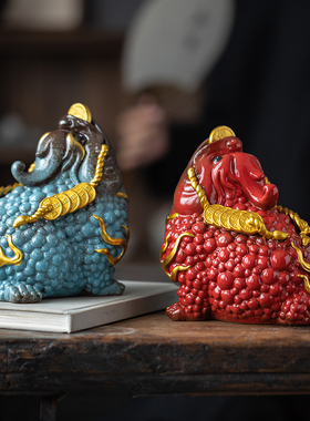 大号红色陶瓷金蟾摆件招财三足蟾蜍客厅F办公室玄关工艺礼品摆饰