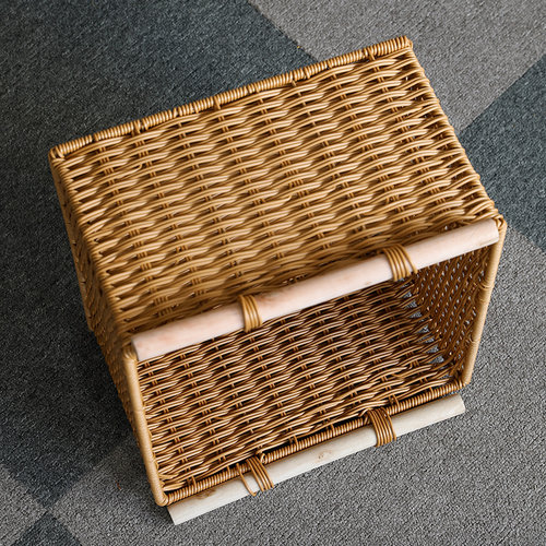 仿藤编织收纳筐 客厅茶几整理收纳篮 正方形杂物篮厨房储物筐家用 - 图3