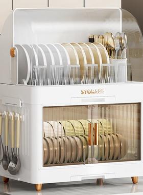 厨房碗架碗筷收纳盒家用带盖放餐具装碗箱碟盘沥水置物架塑料碗柜