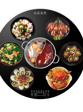家用饭菜保温板圆方多功能火锅暖菜板加热保温旋转转盘餐桌加热板