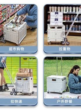 买菜折叠小拉车家用轻便野餐超市小推车便携手推拉杆爬楼老人拖车