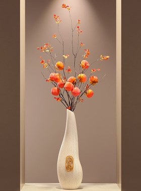 入户玄关柜细长竖高花瓶摆件高级感客厅壁龛插花艺陶瓷招财装饰品