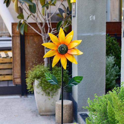 铁艺风车户外花园装饰旋转庭院幼儿园创意向日葵阳台布置造景摆件 - 图1