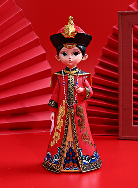 宫廷风皇上皇后古装树脂娃娃摆件皇帝F后人偶家居婚庆桌面装饰礼