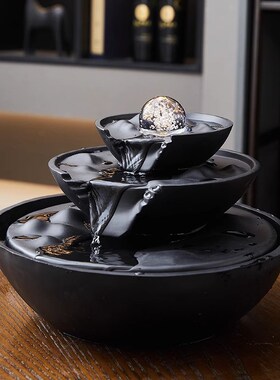 流水生财摆件循环水轻奢高档客厅玄关办公室酒店开业招财乔迁礼物