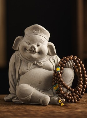 鱼缸造景装饰水泥猪八戒中式水族C仿石像天蓬元帅人物流水沉水摆