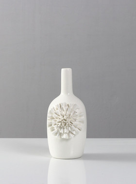 白色欧式陶瓷客厅落地电视柜工艺摆件现代简约创意家居装饰雕花瓶