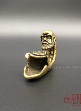 黄铜达摩倒流香小摆件 全铜小达摩倒流香香架迷你熏香创意铜件