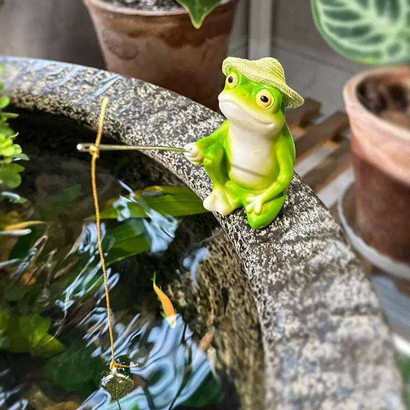 户外庭院花园装饰品摆件鱼池假山造景树脂小青蛙钓鱼创意景观雕塑,淘宝优惠券,粉丝福利购,淘宝优惠卷