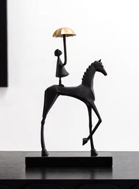 马背少年摆件客厅玄关柜电视柜抽象雕塑办公室装饰工艺品现代轻奢