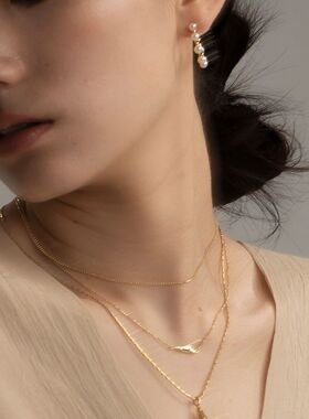 Star Ray天然白水晶珍珠泪滴项链能量石轻奢小众设计清冷氛围感女