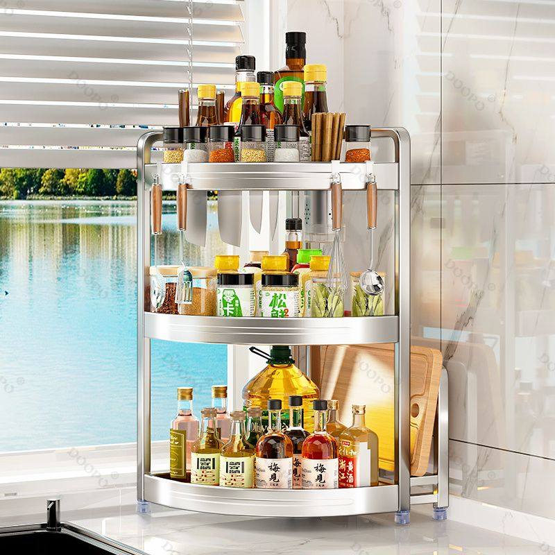 厨房置物架304不锈钢三角架壁挂刀架调味品调料转角收纳架子转角,淘宝优惠券,粉丝福利购,淘宝优惠卷