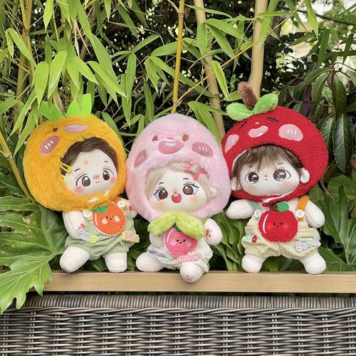 水果原创正版20cm棉花娃娃水果头套原创苹果生日女男娃橙子桃衣服 - 图1