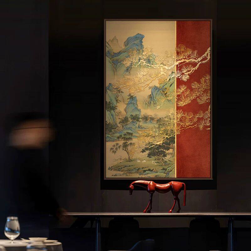 新中式酒店餐厅背景墙装饰画玄关客厅山水风景浮雕立体国风挂画,淘宝优惠券,粉丝福利购,淘宝优惠卷