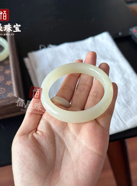 厂家直销天然阿富汗玉石手镯晴水色青白玉玉石镯子直播福利玉镯