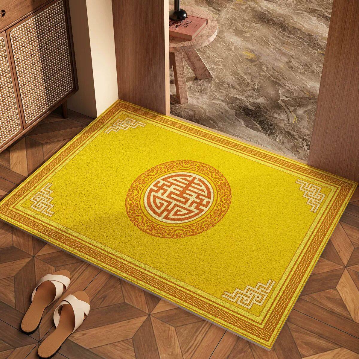 金色入户门垫进门门口新款防滑脚垫子室外丝圈风水地垫新中式地毯,淘宝优惠券,粉丝福利购,淘宝优惠卷