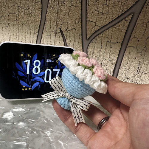 创意戒指盒手工钩织浪漫玫瑰花束戒指收纳礼盒戒指盒情侣钩织花朵 - 图0