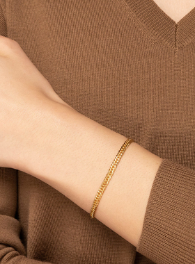 钛钢手链女简约百搭古巴链手环