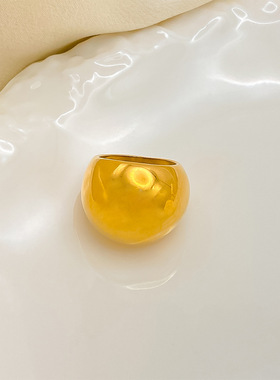 eManco欧美配饰 不锈钢光面弧形戒指金色女指环 电镀不掉色戒指