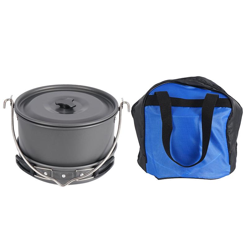 户外套锅5-6人全家野营锅具野餐茶壶自驾游炊具不粘锅DS-700套锅 - 图2