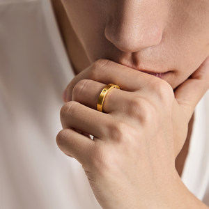 周大福ING520爱你一生爱心情侣对戒黄金戒指计价男戒F222352 礼物