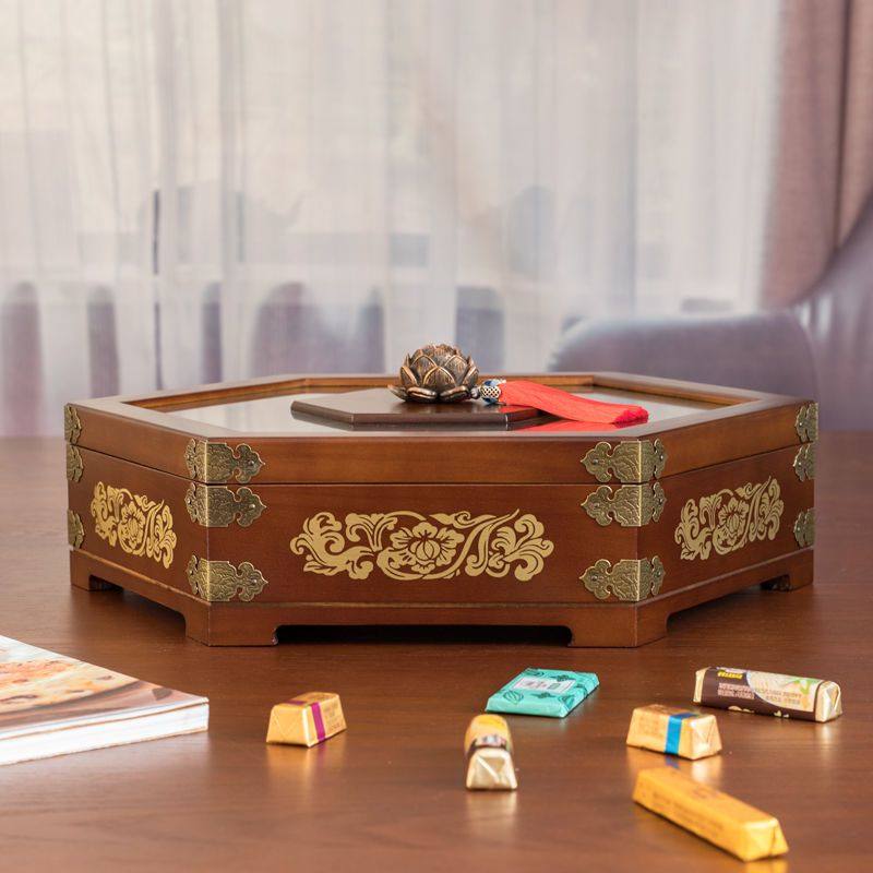 实木分格带盖双层创意客厅家用木质果盘瓜子坚果零食双层干果盒子,淘宝优惠券,粉丝福利购,淘宝优惠卷