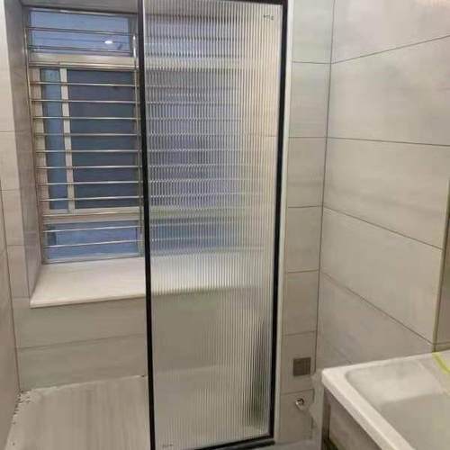 外贸批量工程不锈钢卫生间隔断干湿分离玻璃门浴室浴屏家用门一字 - 图1