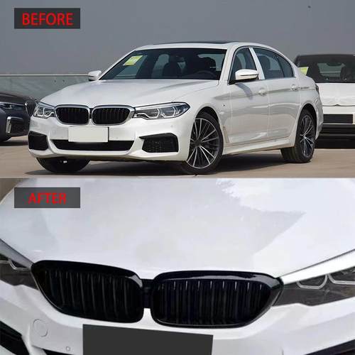 适用于2017-2020款宝马5系G30单线款亮黑中网原车替换 - 图0