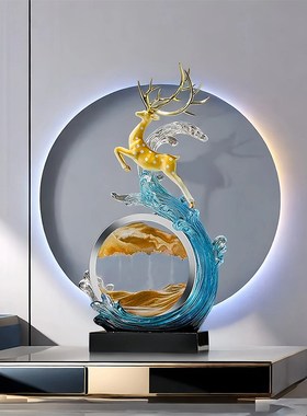 风生水起流d沙画摆件高级感小众办公室客厅玄关电视柜桌面创意装