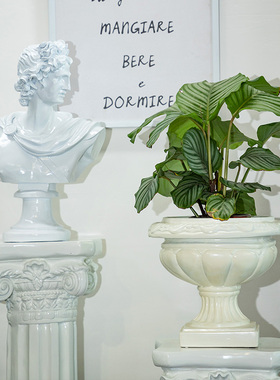 欧式婚庆罗马柱摆件道具路引白色花盆底座摆台落地柱子花架摆台礼